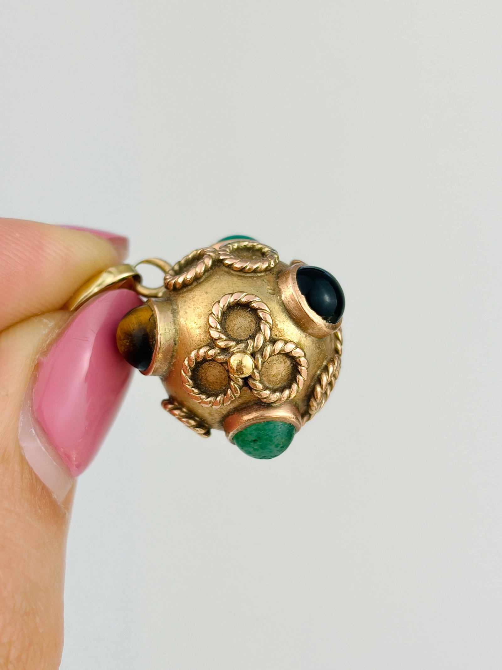 ANTIQUE 18CT YELLOW GOLD GEMSET ORB SPUTNIK PENDANT - 6
