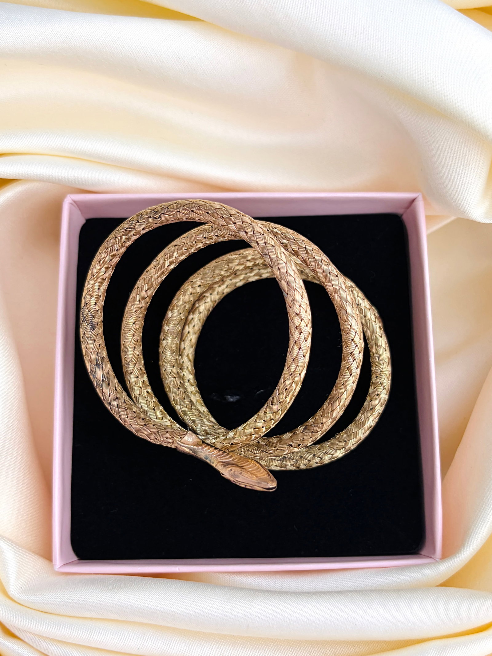 Coiled Snake Bangle in Gilt Metal - 7