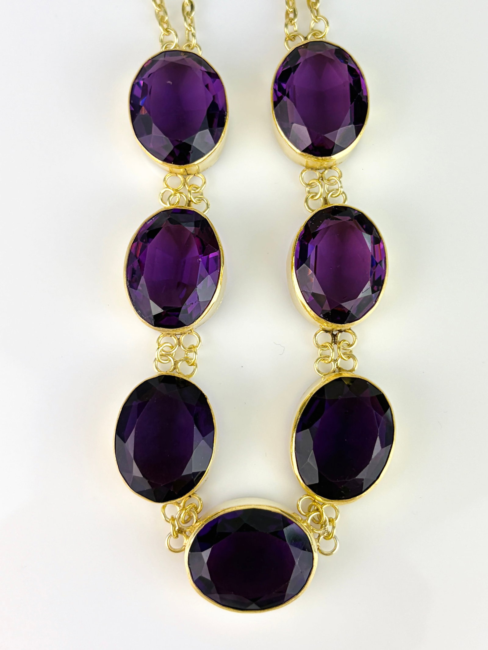 Chunky Antique Purple Paste Necklace in Silver Gilt - 6