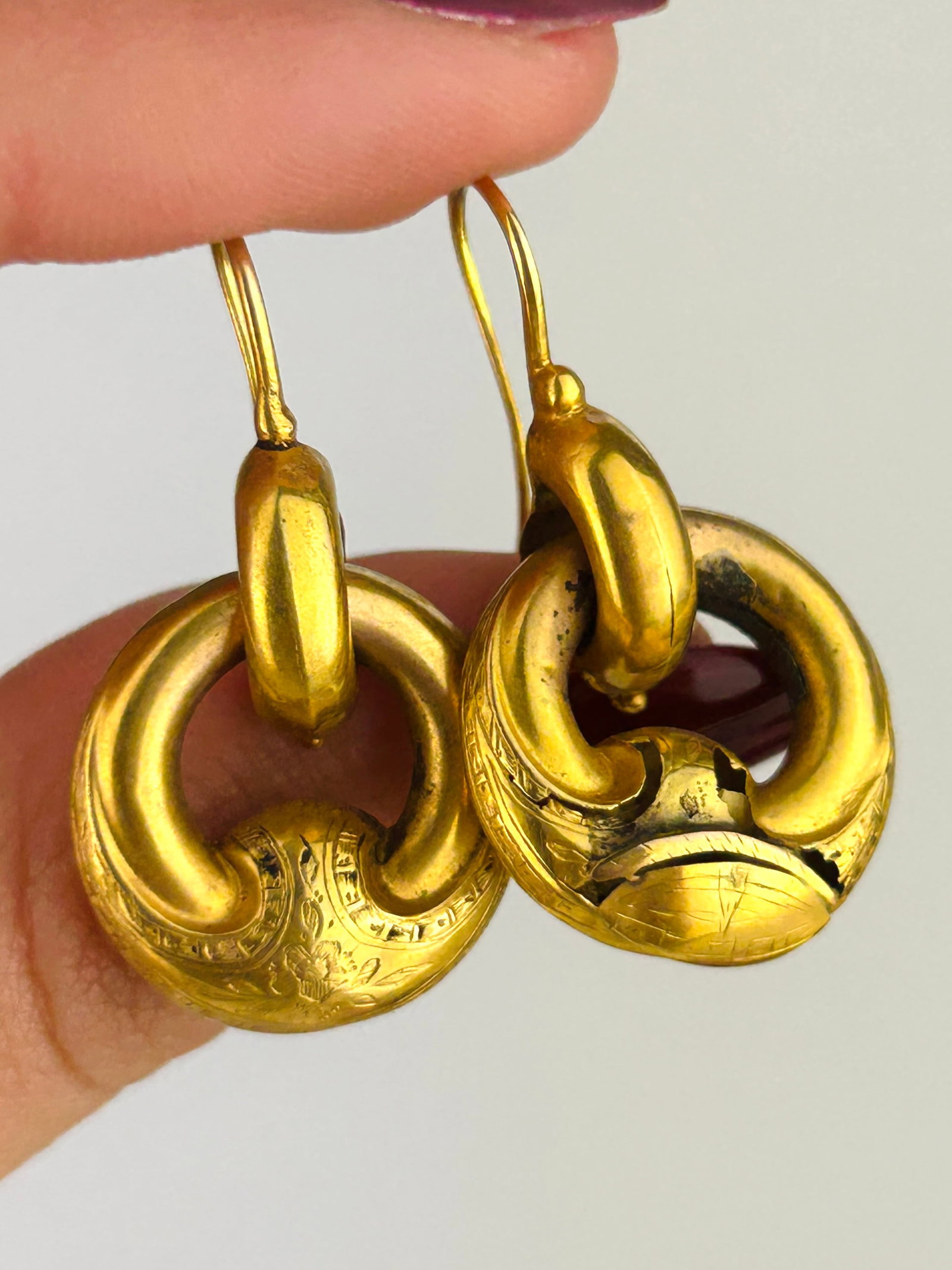 Antique 18ct Gold Drop Earrings - 3