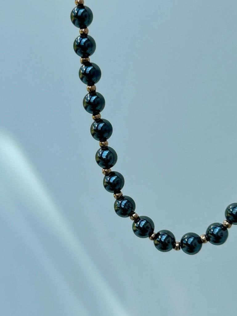 9ct Gold Haemetite Haitian Pearl Gold Spacer Necklace - 3