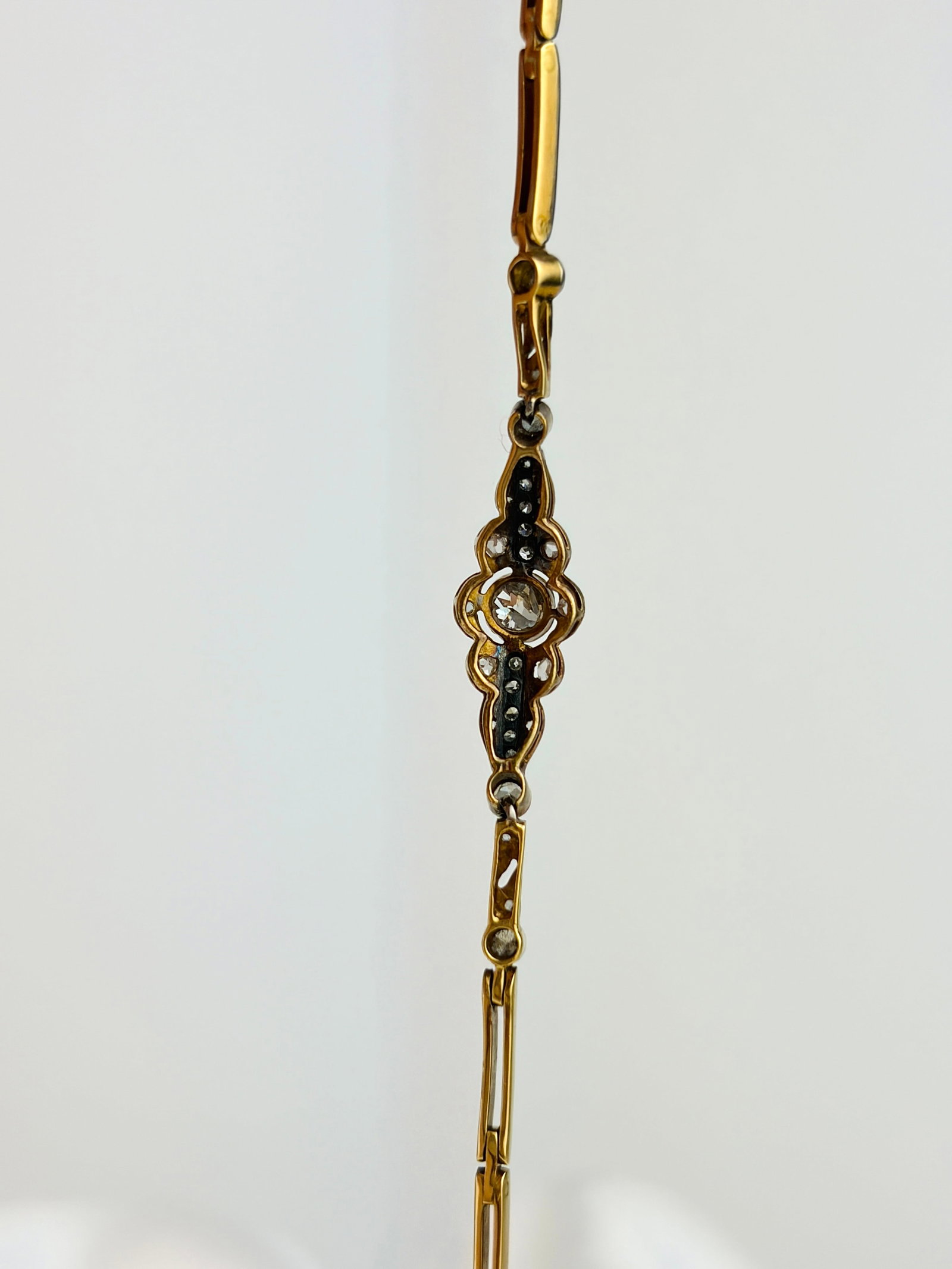 Antique Art Deco Era 18ct Yellow Gold Diamond Flower Bracelet - 5