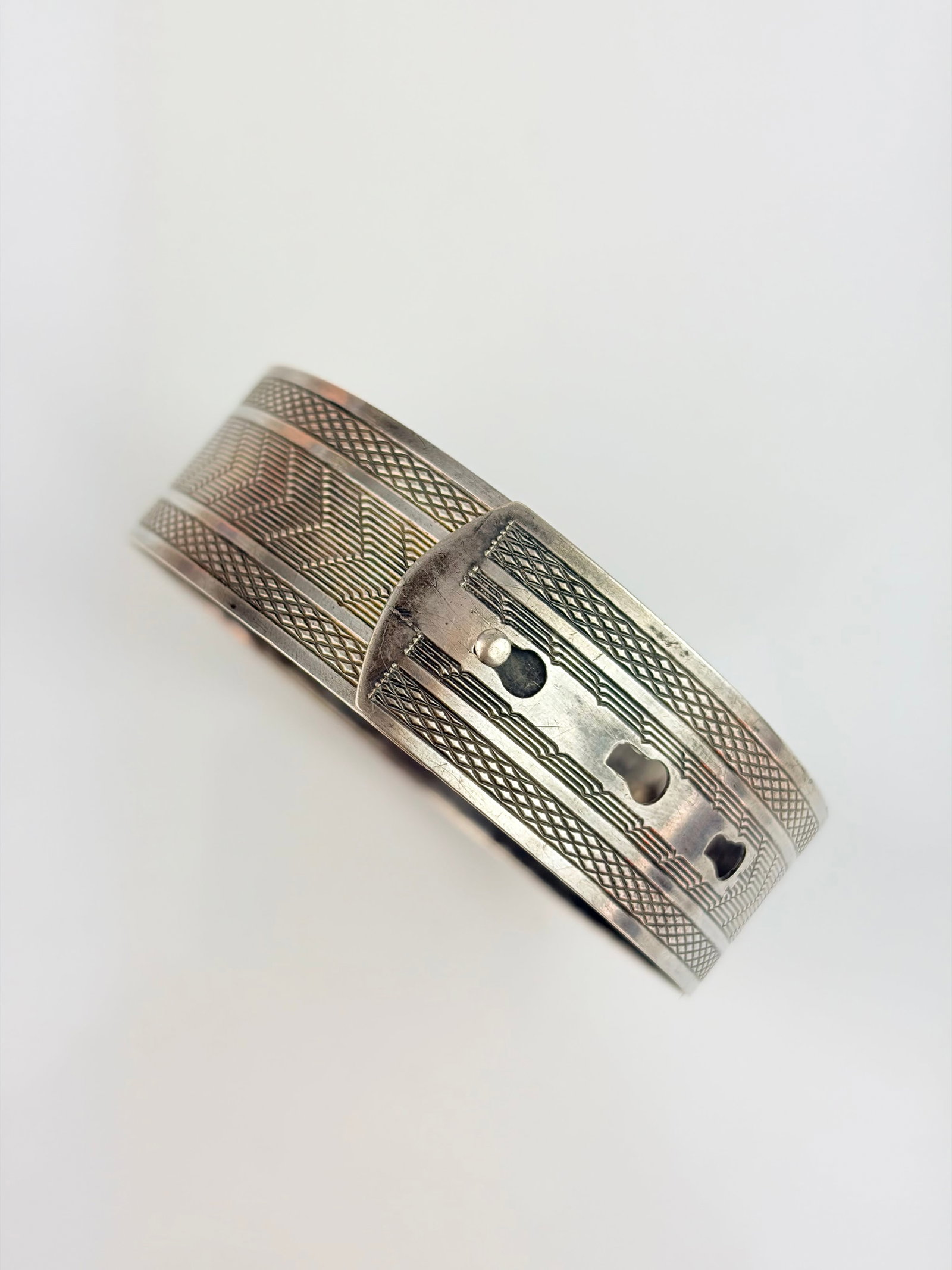 Antique Silver Bangle - Adjustable Size - 2