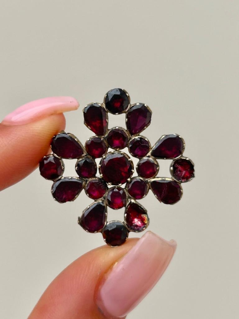 Georgian Era Foiled Back Flat Cut Garnet Gold Component AF see pics - 4