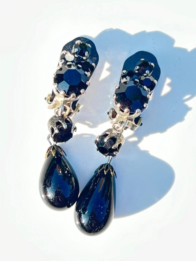 Vintage Jet Drop Earrings - 4
