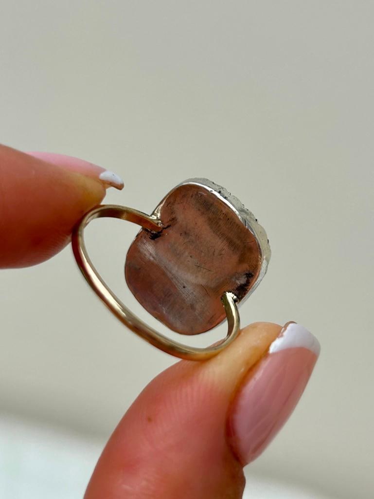 Antique Banded Agate and Paste Halo 9ct Gold Ring - 4