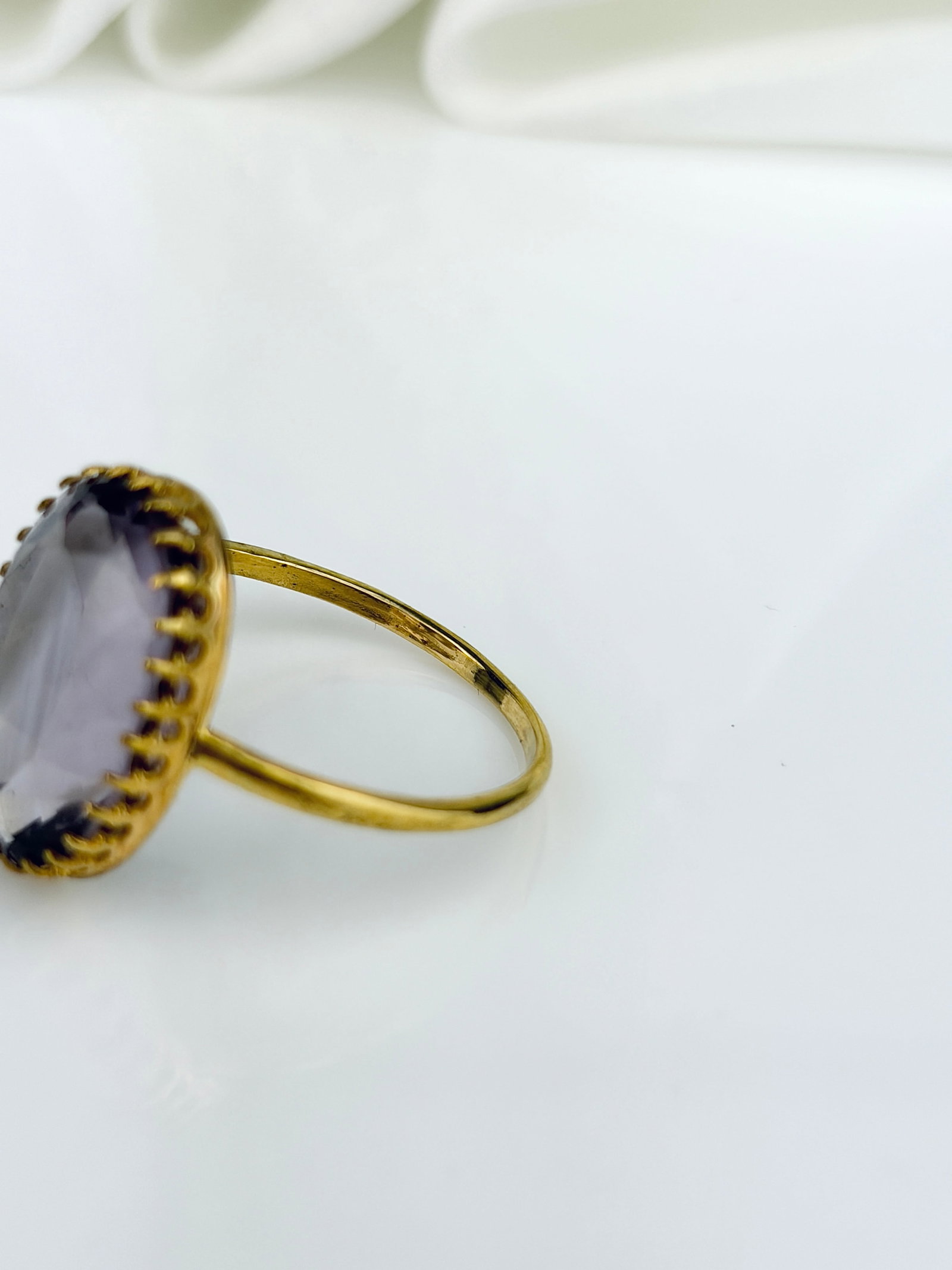Antique Large Amethyst Solitaire Ring in Gold - 4
