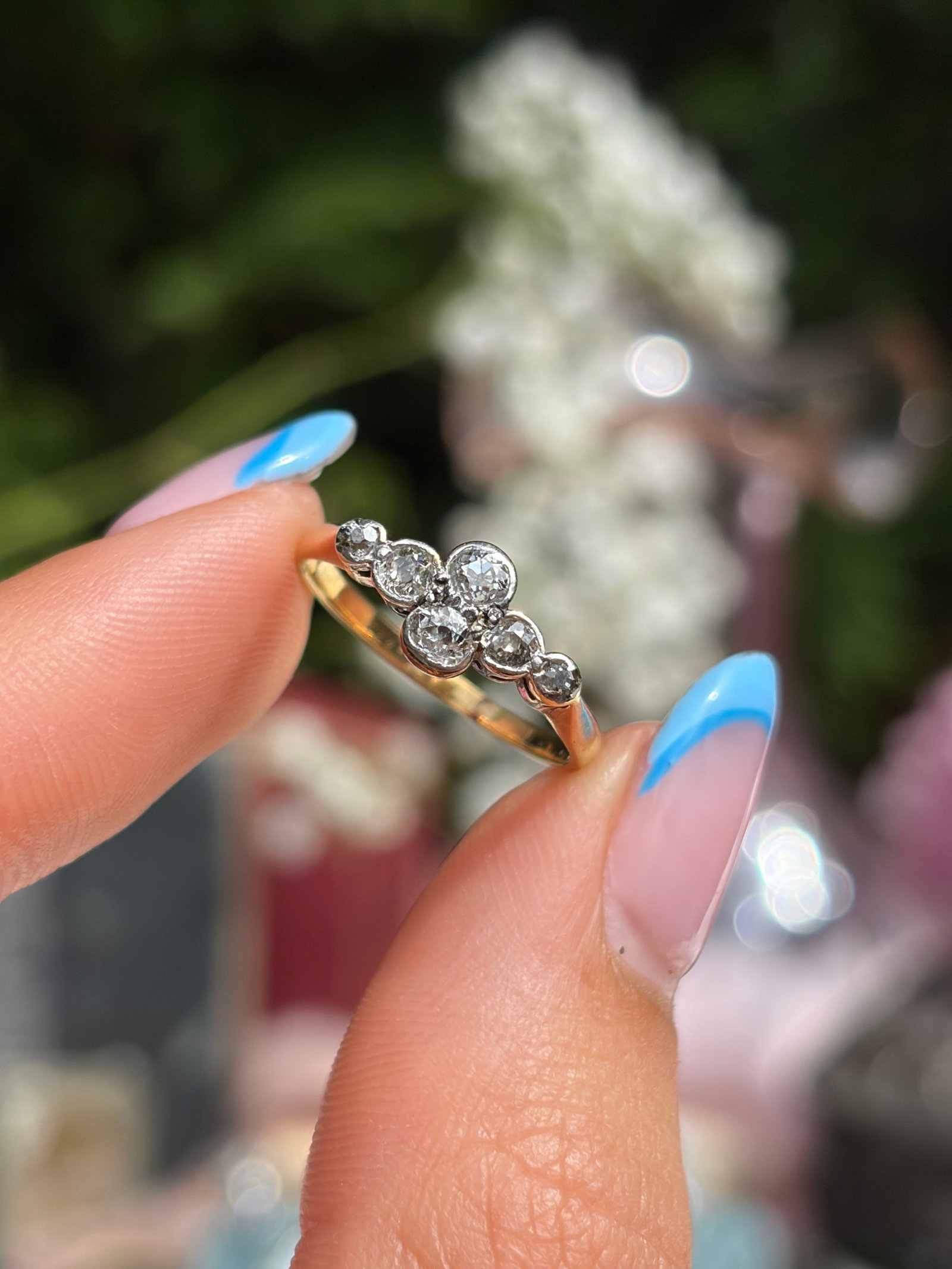 Antique Art Deco Era 18ct Yellow Gold Diamond Ring - 2
