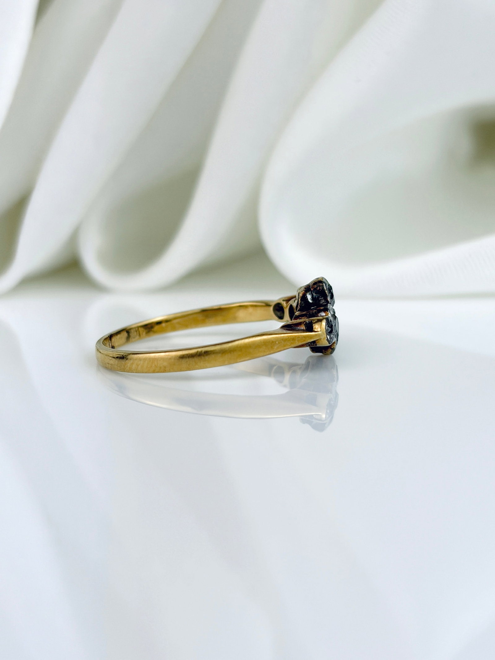 Antique Art Deco Era 18ct Yellow Gold Diamond Ring - 4