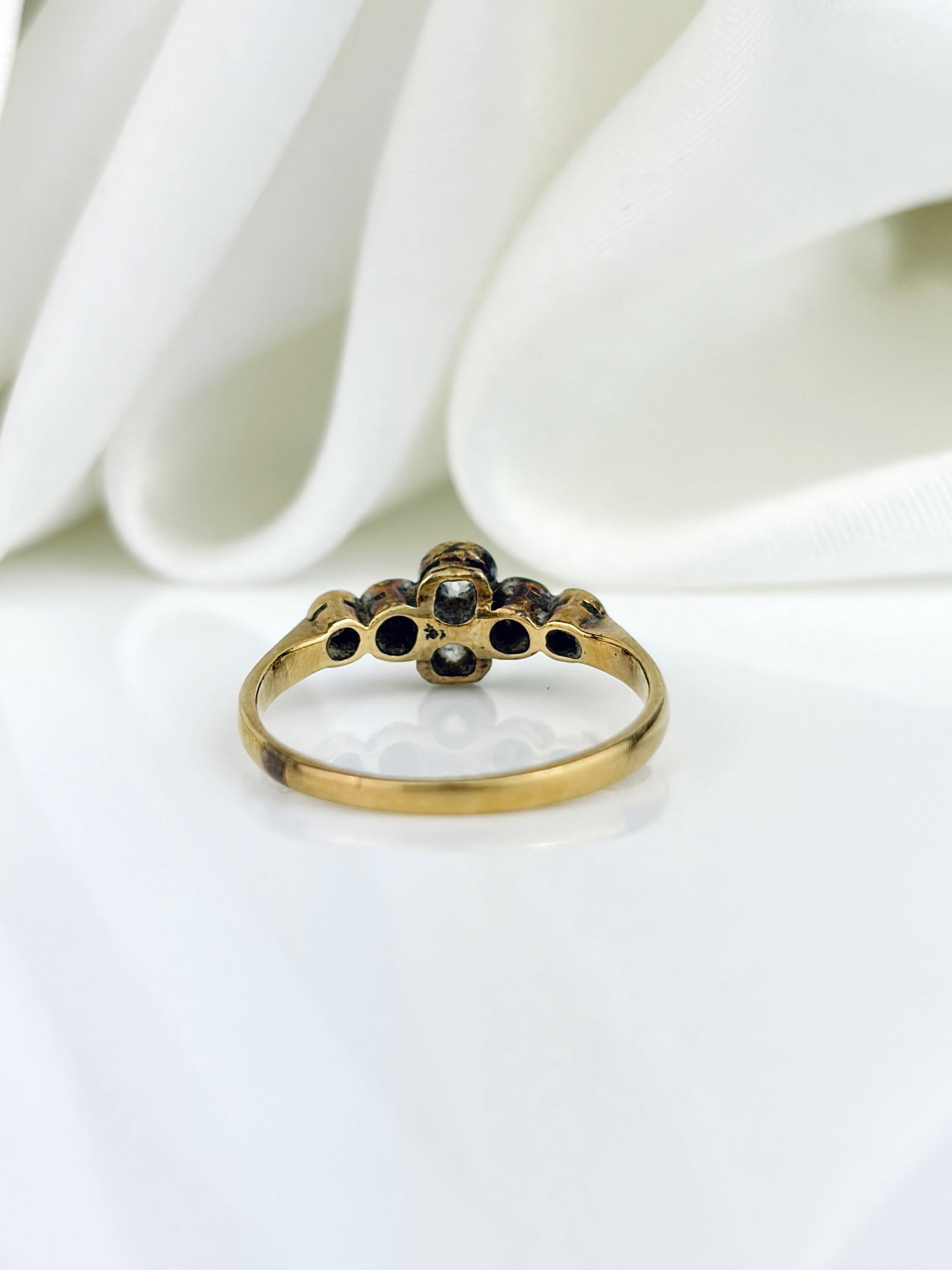 Antique Art Deco Era 18ct Yellow Gold Diamond Ring - 5