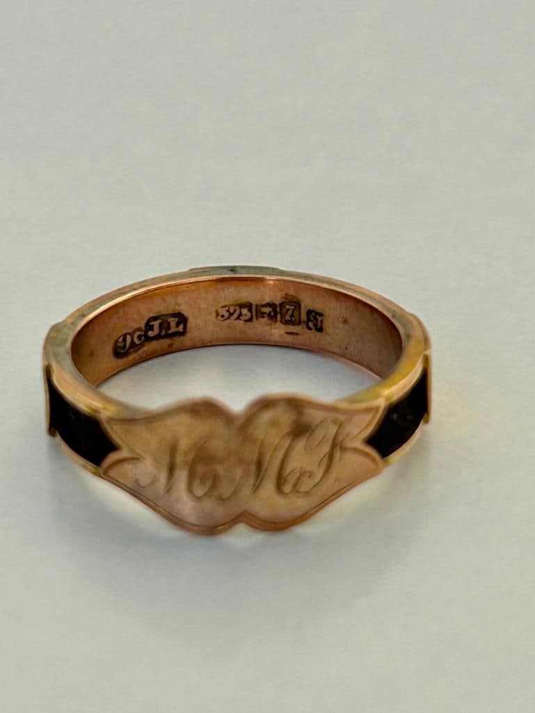 Antique Gold Mourning Band Ring - 4