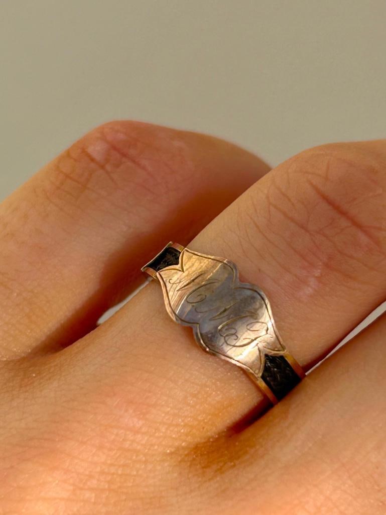 Antique Gold Mourning Band Ring - 5