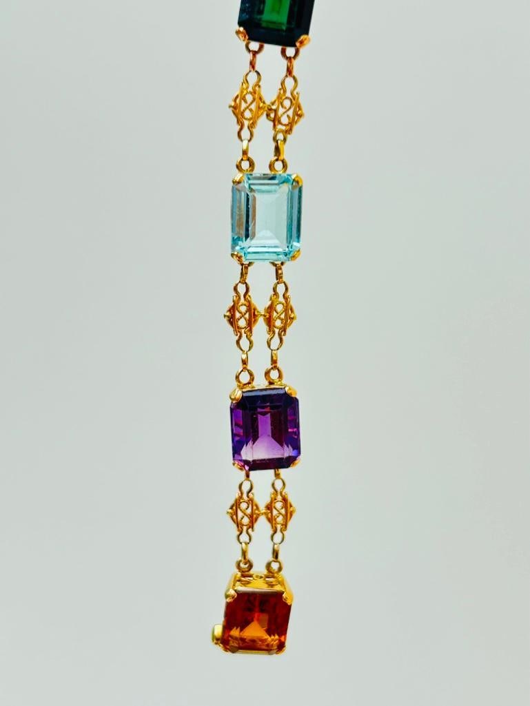 Vintage Gold Multi Stone Bracelet - 4