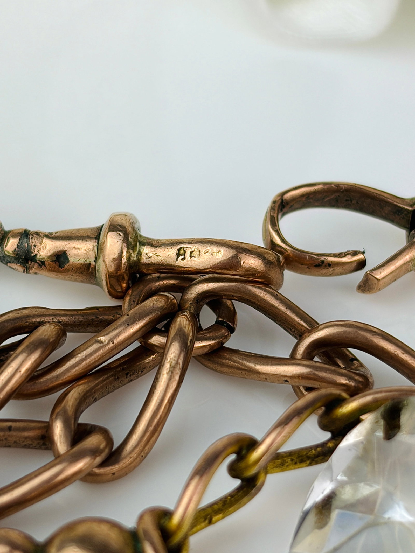 heavy antique double Albert chain necklace in 9ct gold with spinning fob seal pendant - 4