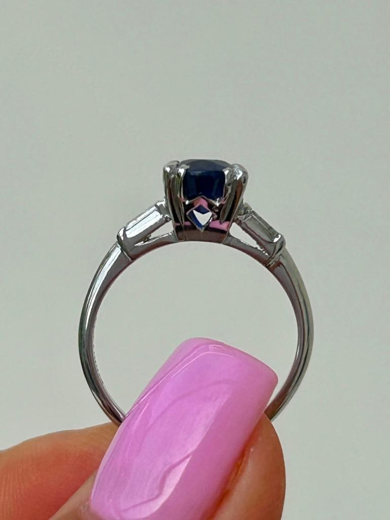 Platinum Sapphire and Diamond Ring - 3