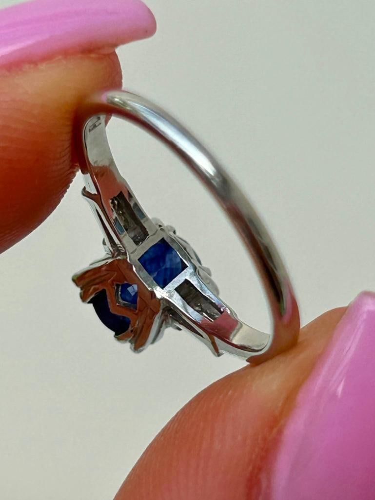 Platinum Sapphire and Diamond Ring - 4