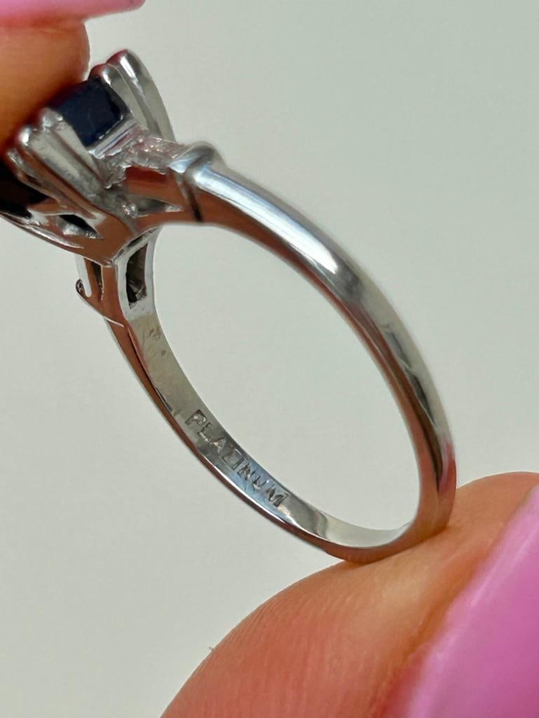 Platinum Sapphire and Diamond Ring - 6