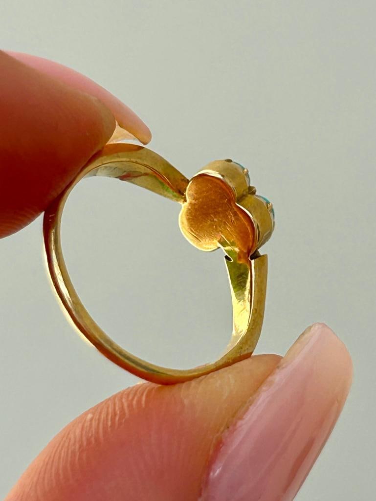 Antique 18ct Gold Sweet Turquoise Ring - 4