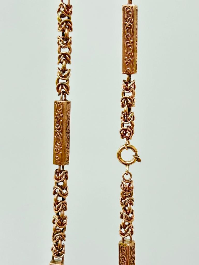 Heavy ornate antique 9ct rose gold chunky chain necklace - 4