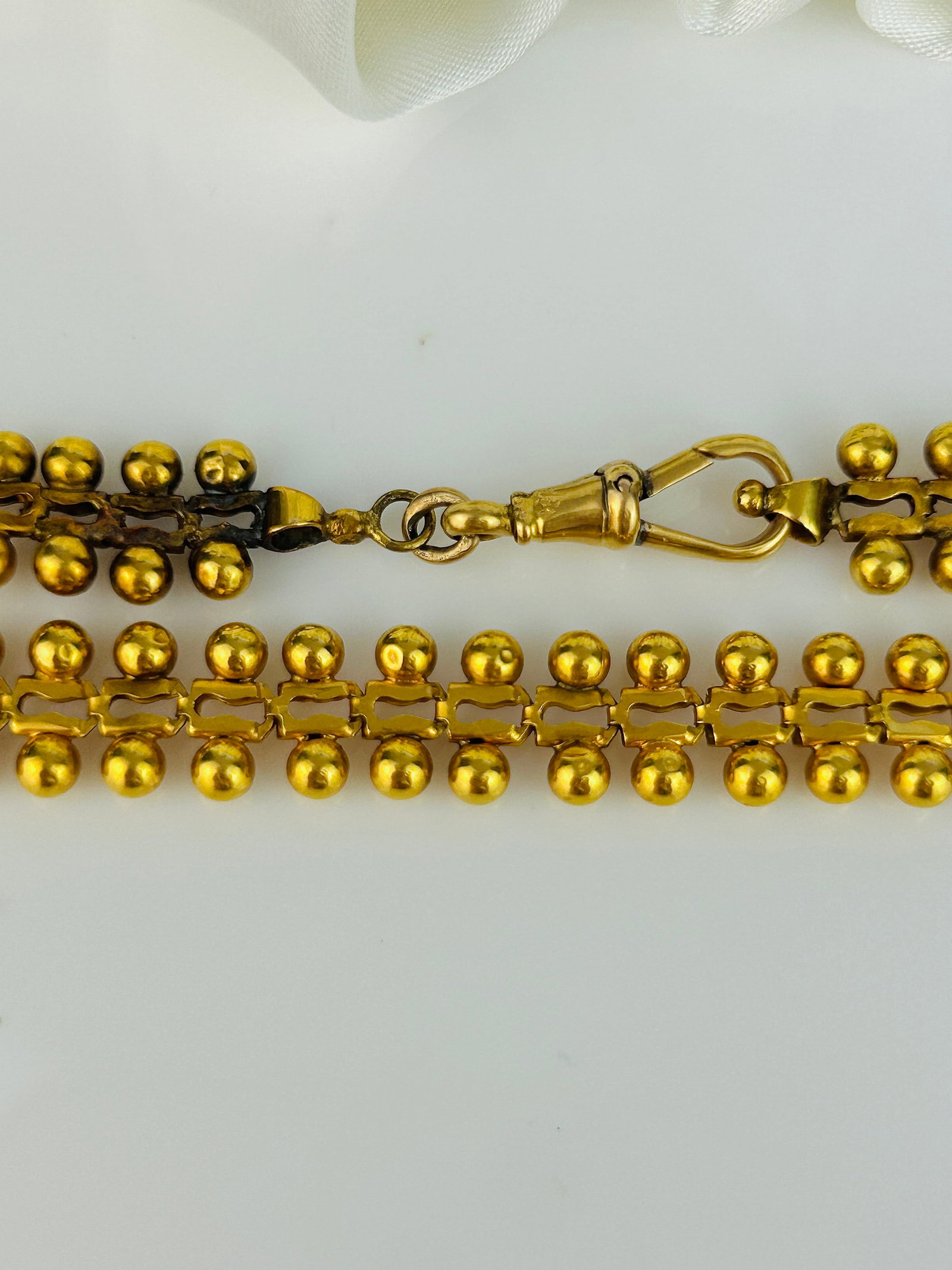 18ct Yellow Gold Ball Detail Collar Necklace with Dogclip - 2