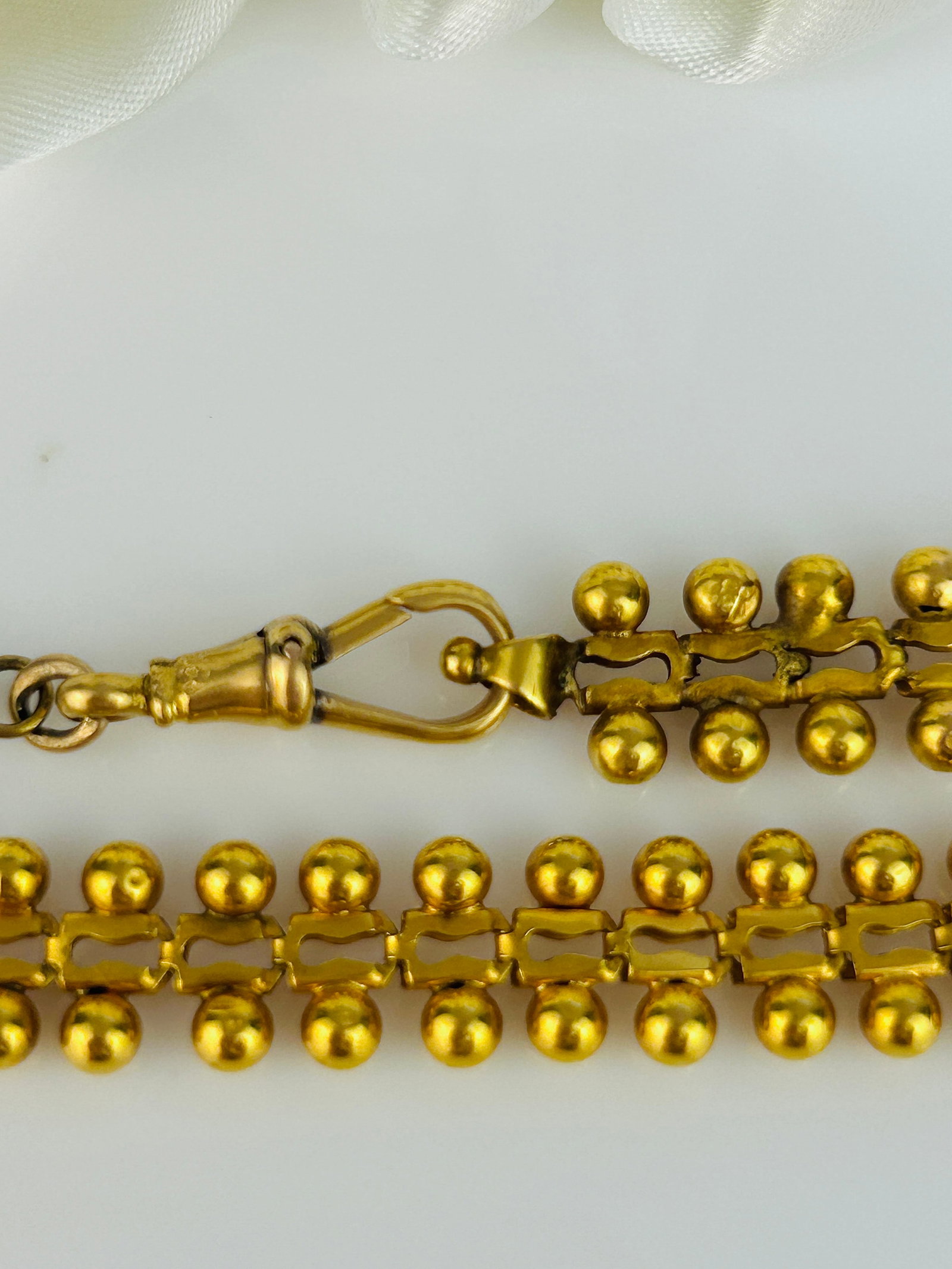 18ct Yellow Gold Ball Detail Collar Necklace with Dogclip - 3
