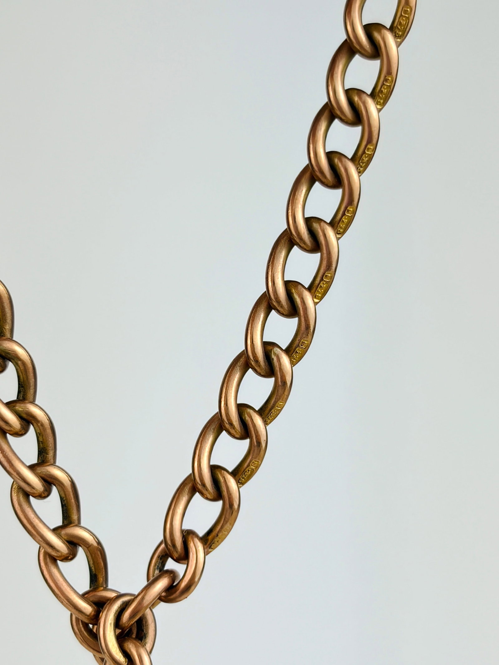 Heavy Antique 9ct Gold Double Albert Chain Necklace With Pendant and Tbar - 3