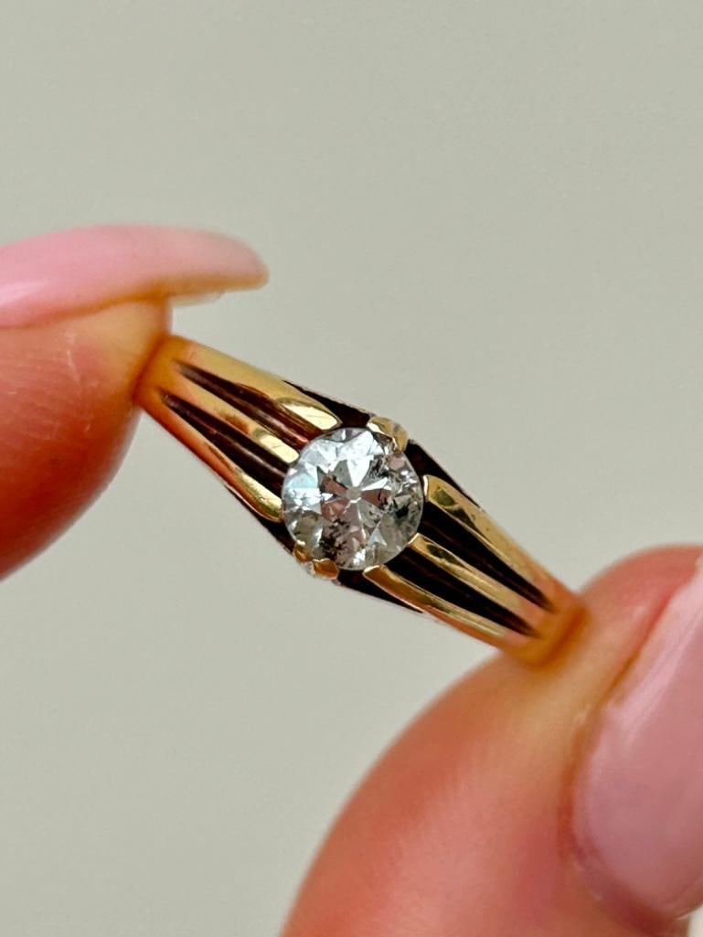 Antique 18ct Yellow Gold Diamond Belcher Ring 75pts - 3