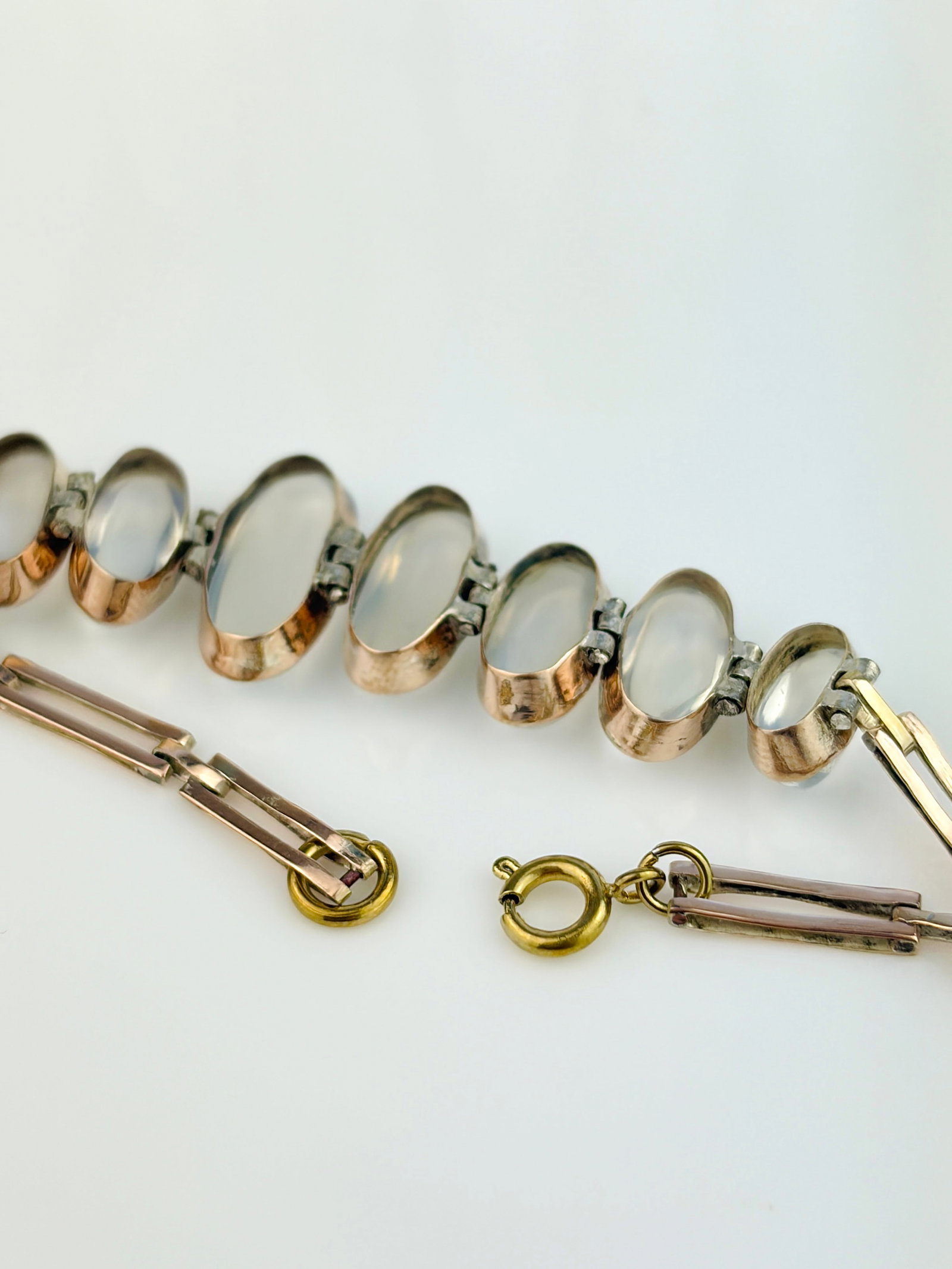 ANTIQUE CABOCHON MOONSTONE GOLD BRACELET - 4
