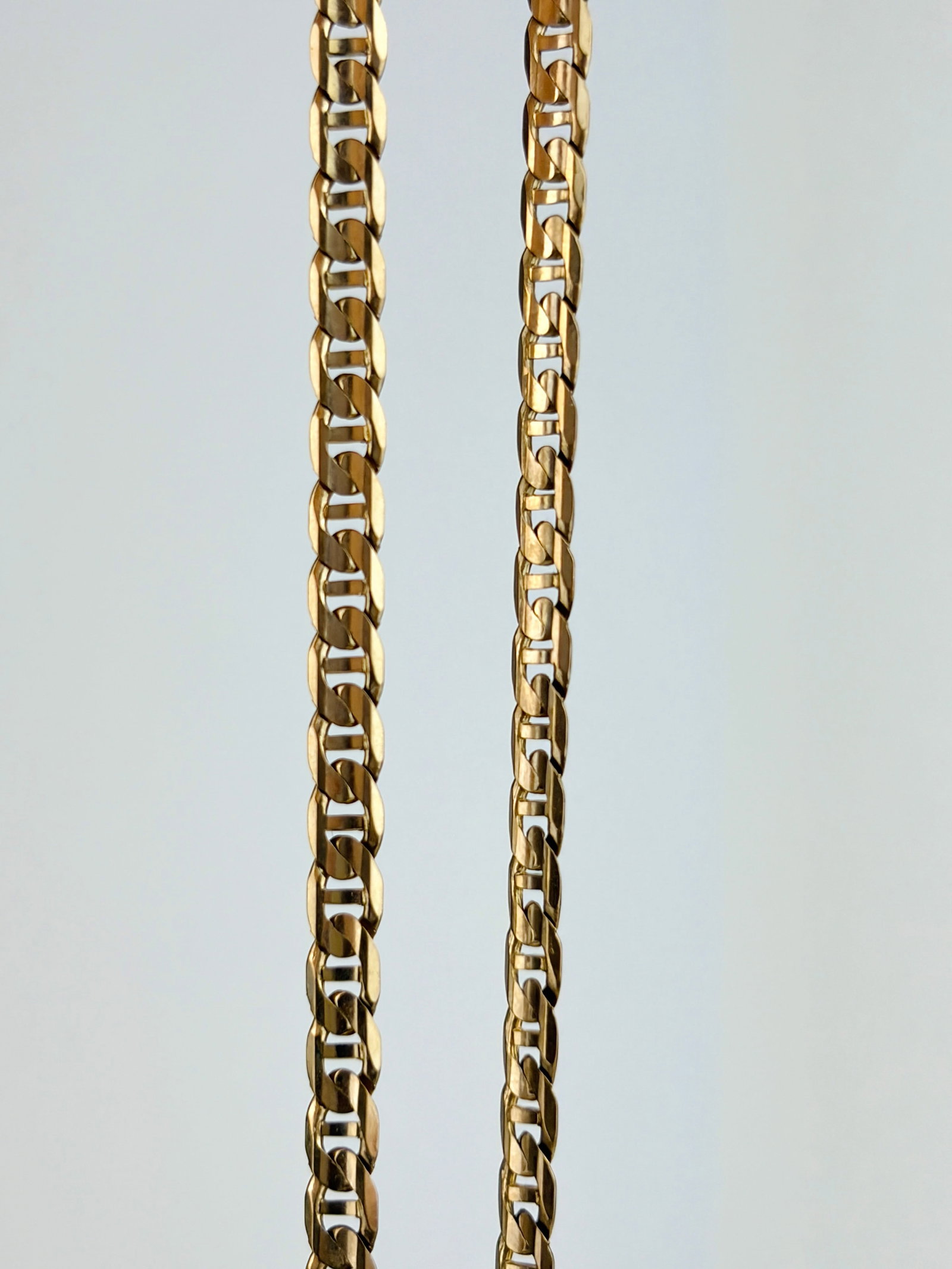 Vintage 9ct yellow Gold Flat Mariner Link Chain Necklace - 2