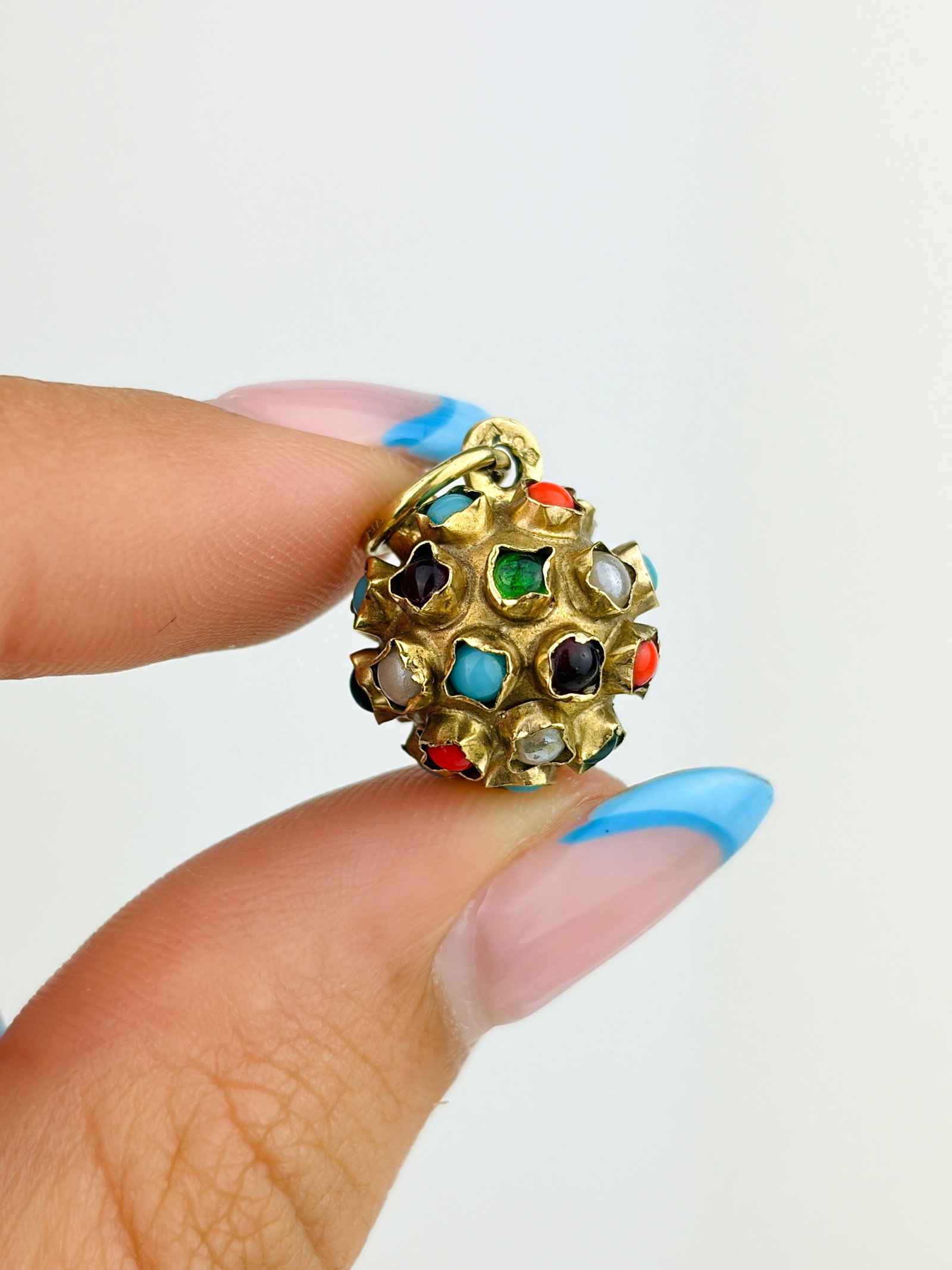 Vintage 9ct Yellow Gold Multi-Gem Sputnik Pendant - 3