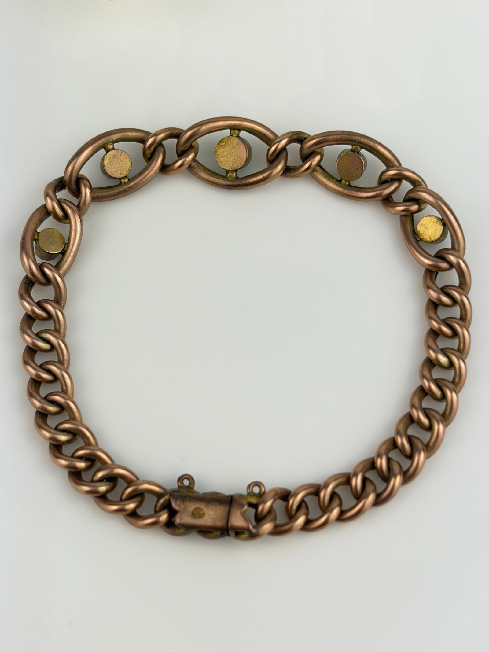 ANTIQUE CURB LINK BRACELET WITH TURQUOISE DETAILS IN GOLD - 3