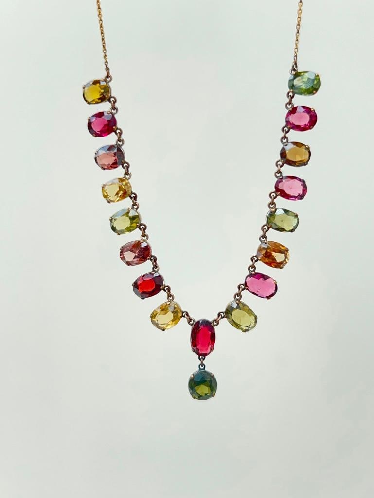 Antique multi gemstone and gold drop necklace - 5