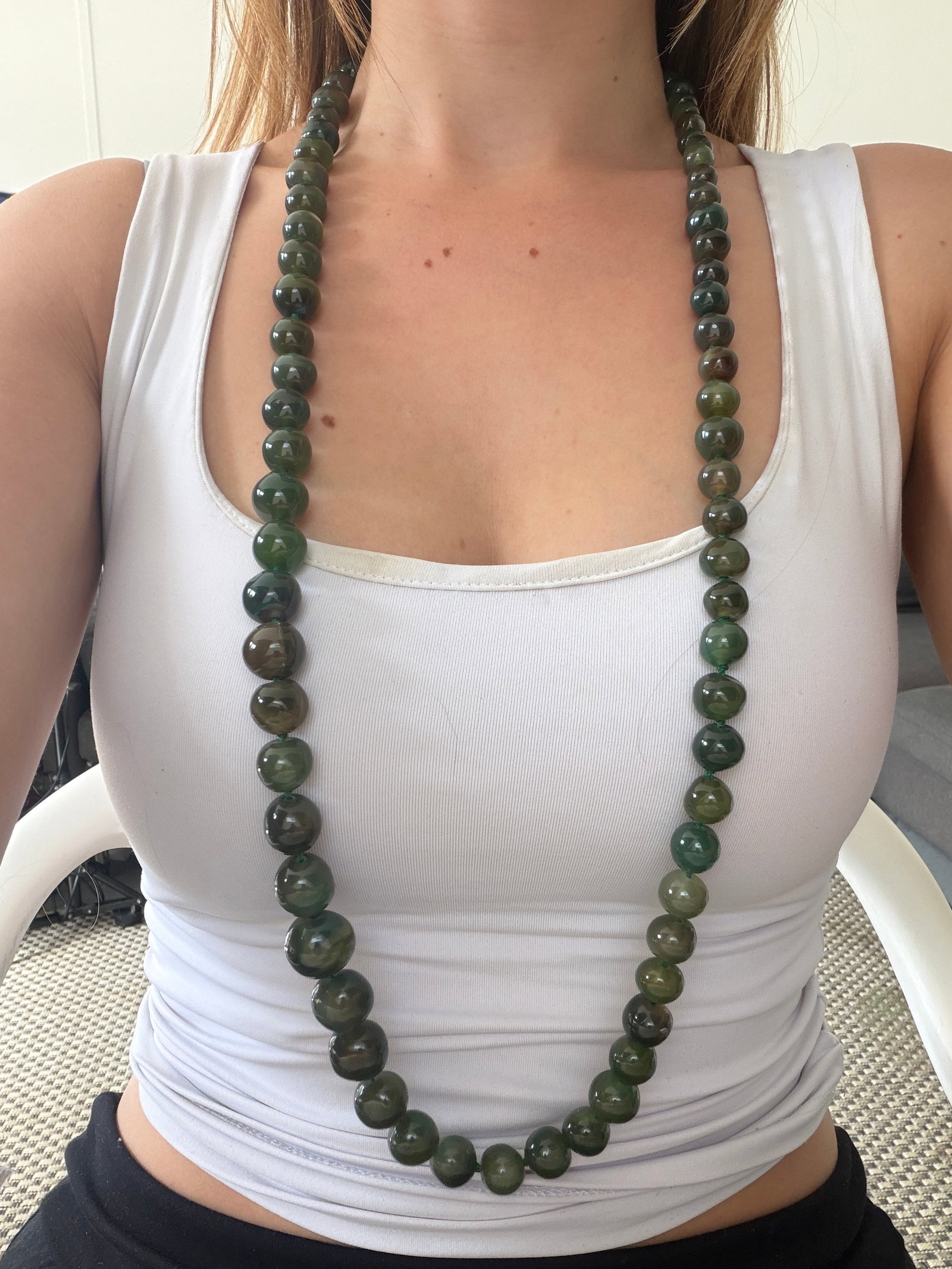 GREEN AGATE BEADED NECKLACE - 6