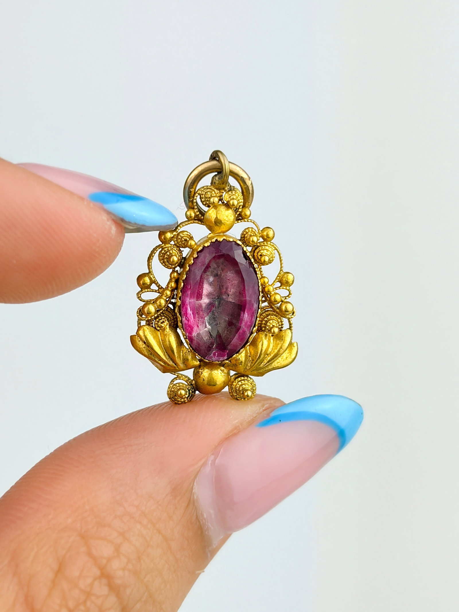 Antique Georgian Era Pink Spinel Pendant in Gold - 2
