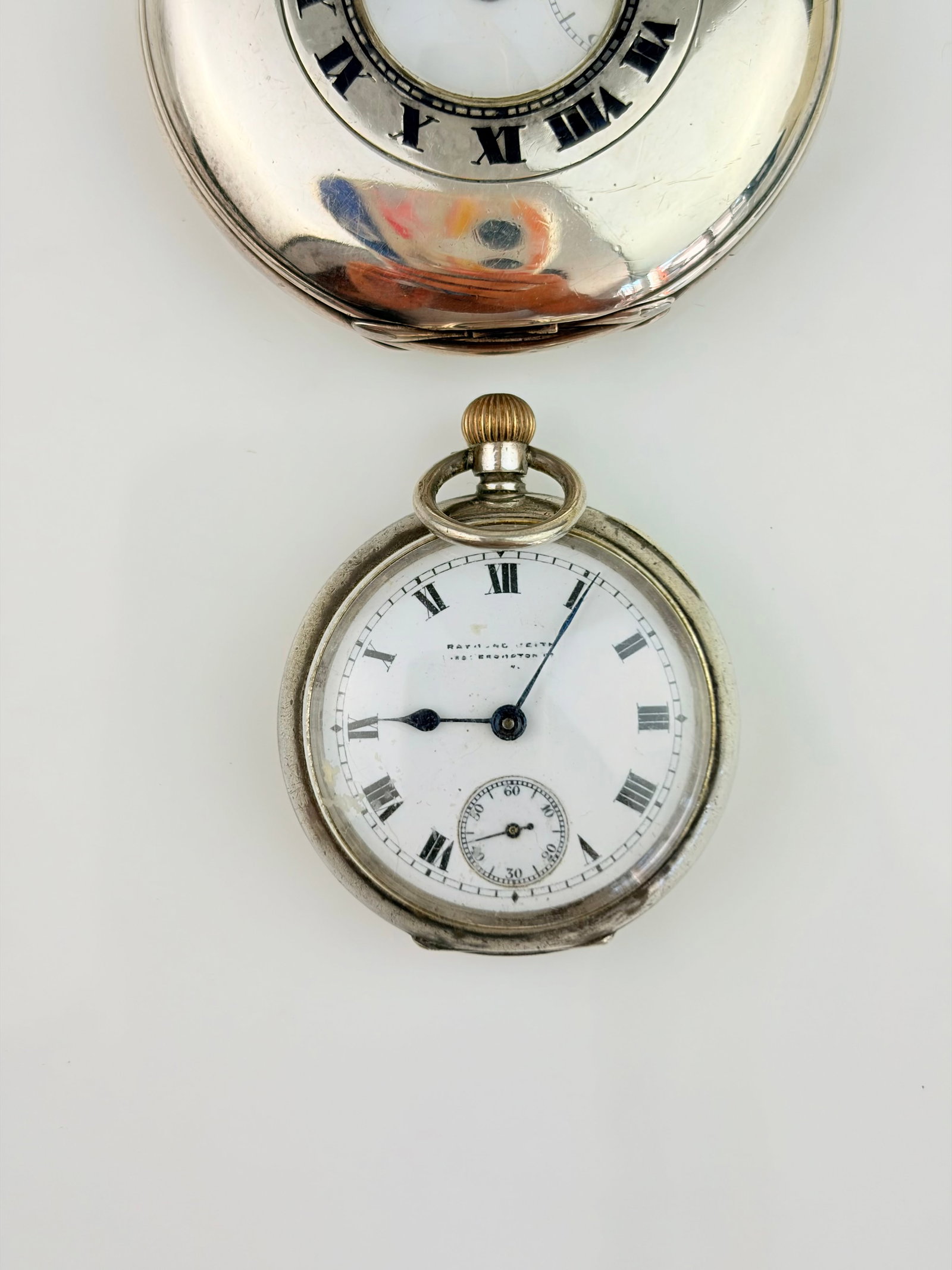 Silver 1/2 Hunter and Small Silver Pocket Watch Working - 2