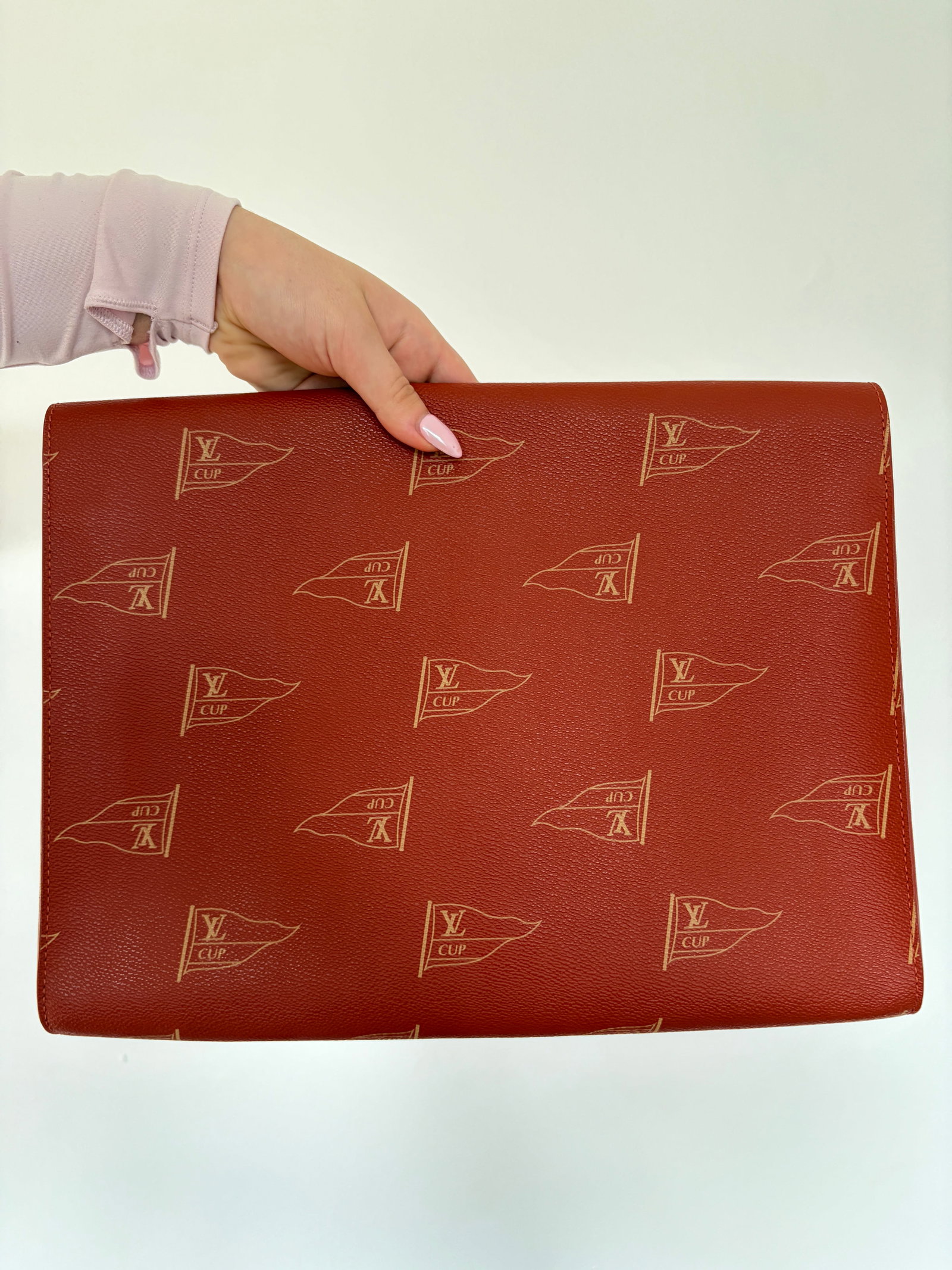 Louis Vuitton America's Cup pouch in red monogram canvas and natural leather - 2