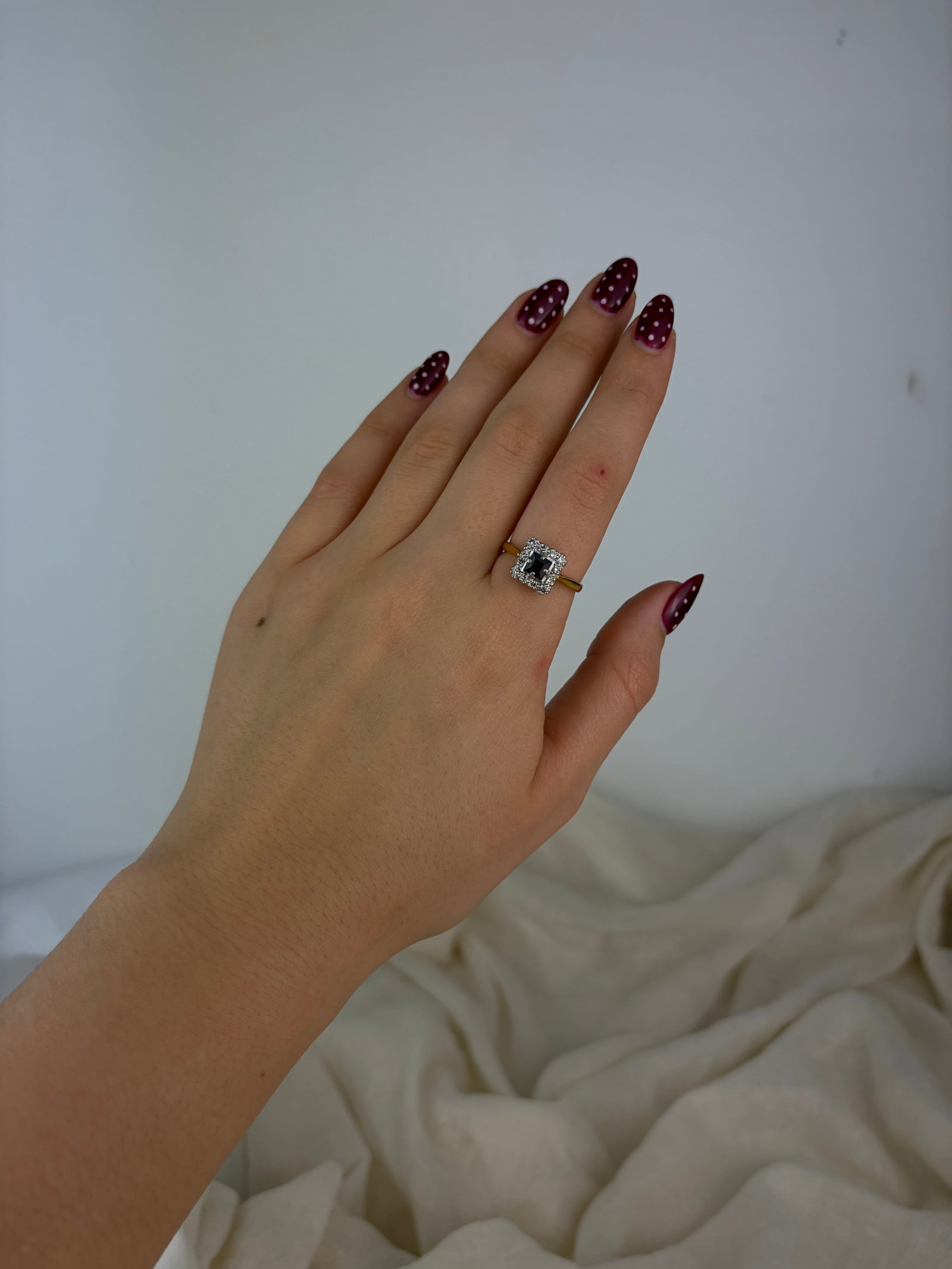 vintage 18ct yellow gold and platinum diamond and garnet square ring - 7