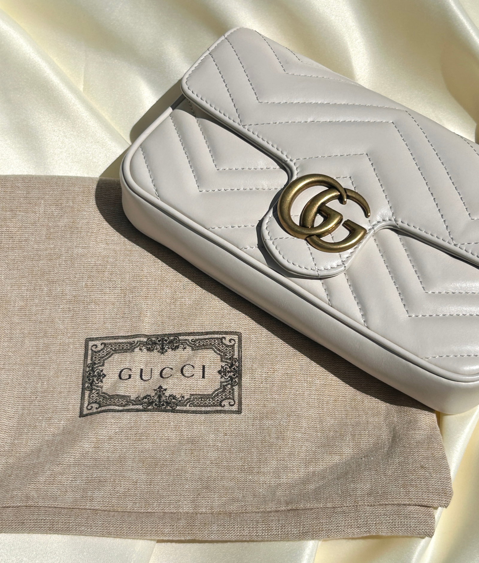 AUTHENTIC BEIGE GUCCI GG MINI MARMONT SHOULDER BAG - 7