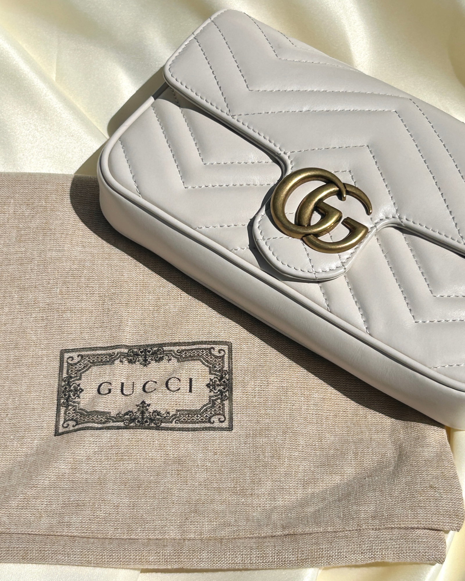 AUTHENTIC BEIGE GUCCI GG MINI MARMONT SHOULDER BAG - 8