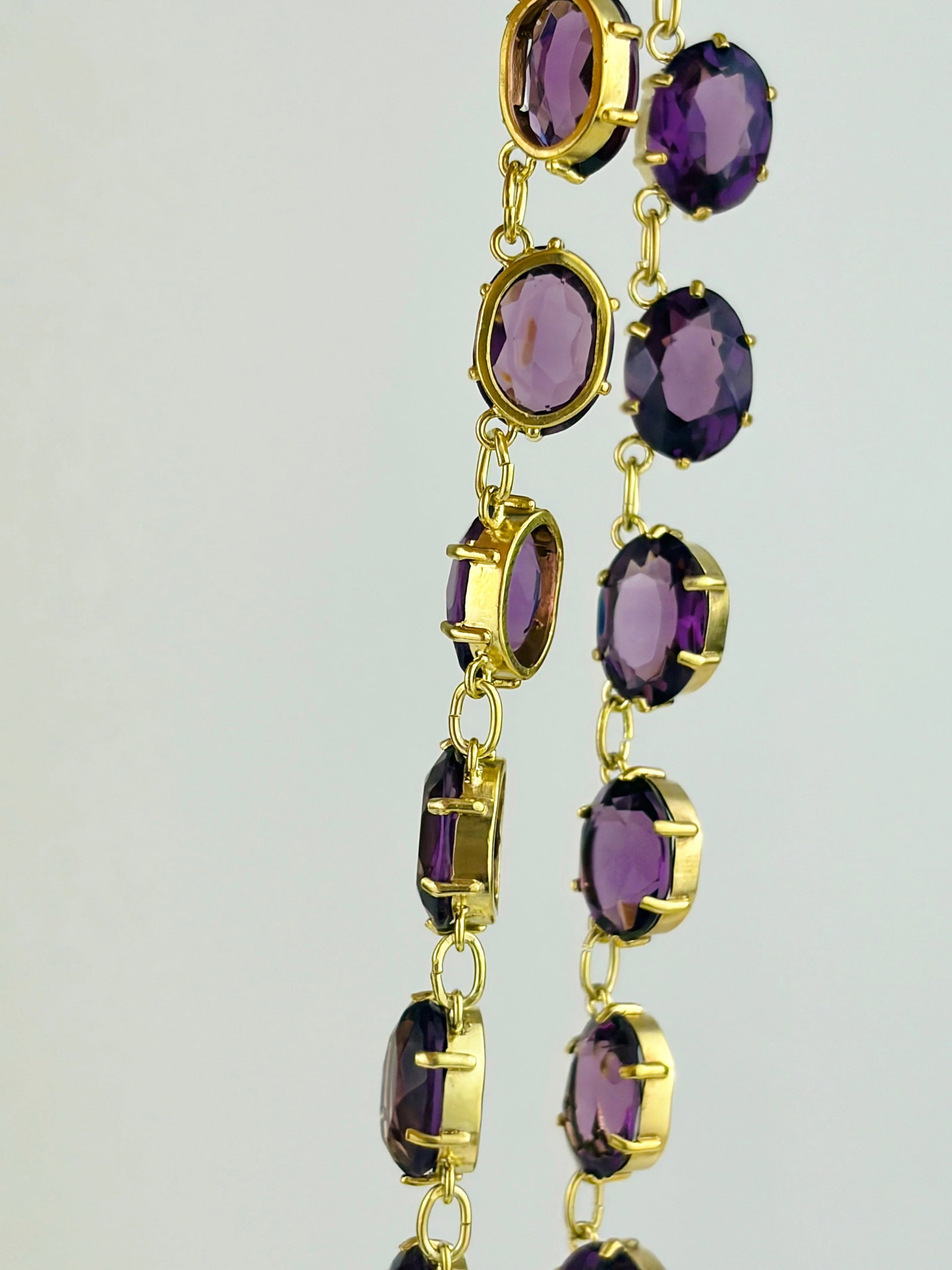 Antique Gilt Metal Purple Paste Riviere Necklace - 2