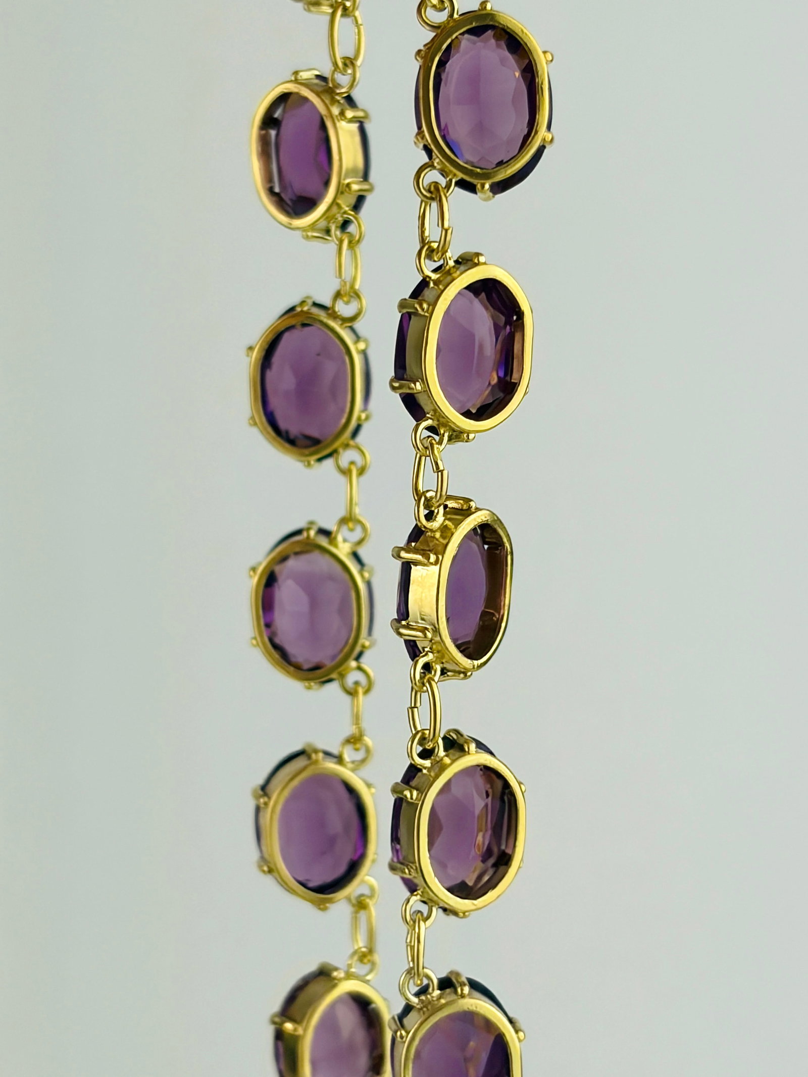 Antique Gilt Metal Purple Paste Riviere Necklace - 3