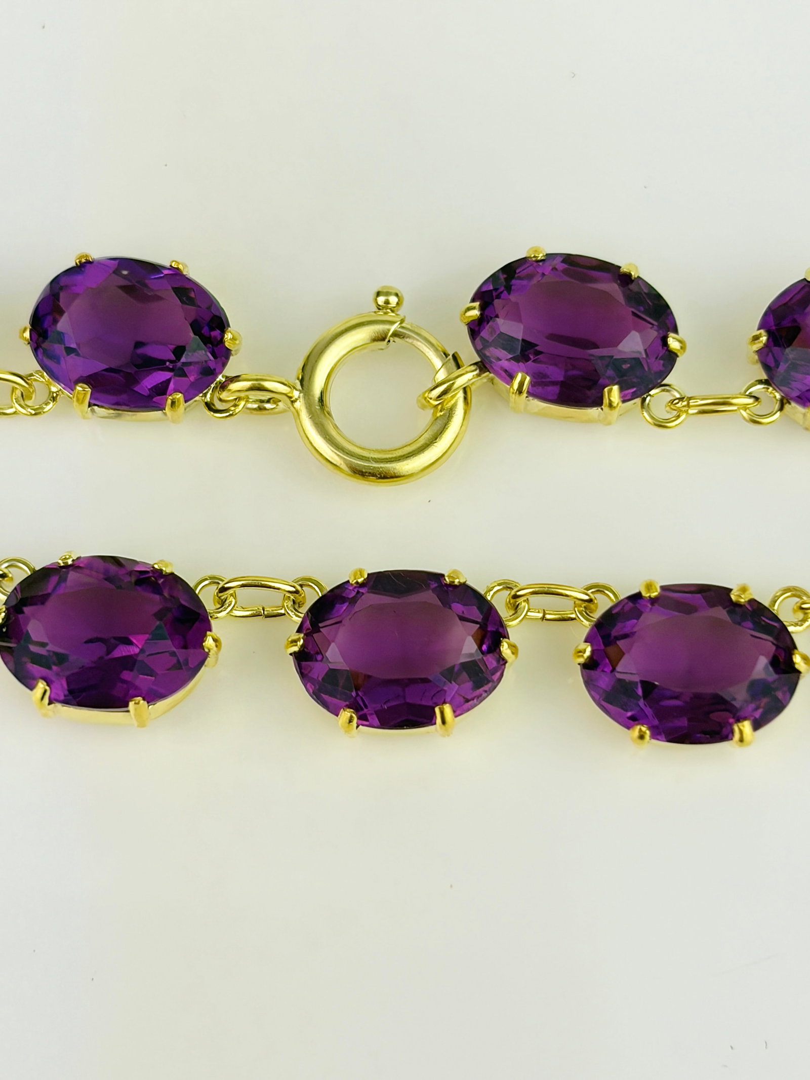 Antique Gilt Metal Purple Paste Riviere Necklace - 4