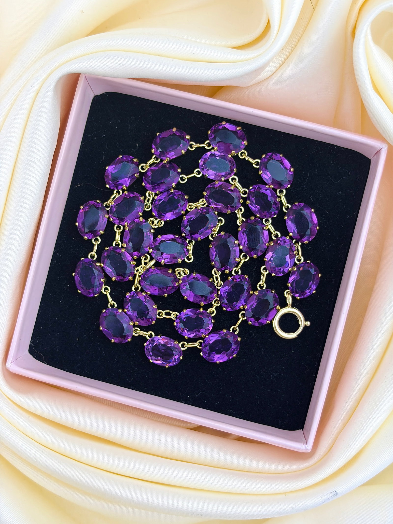 Antique Gilt Metal Purple Paste Riviere Necklace - 5