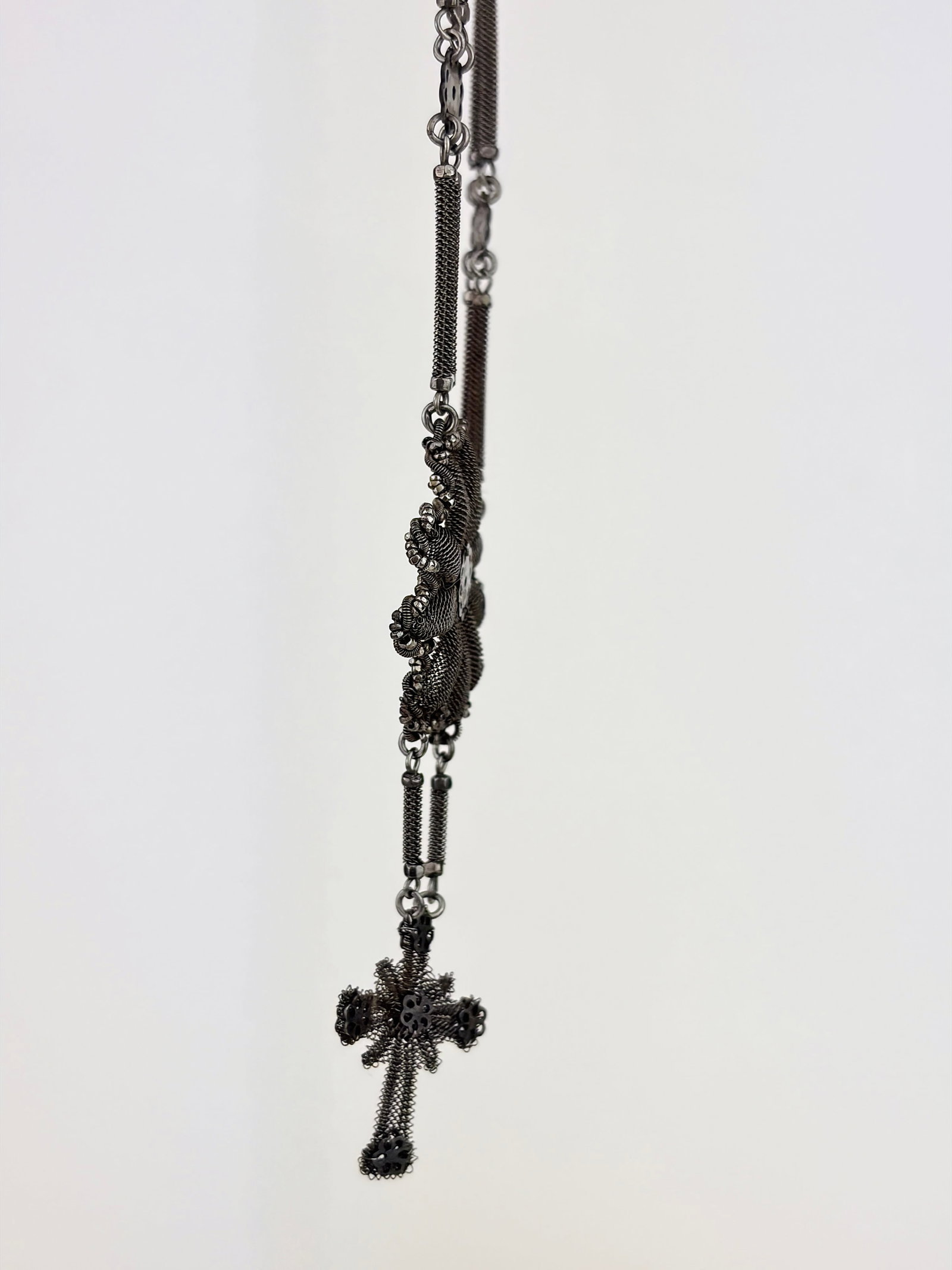 GEORGIAN SILESIAN WIREWORK CROSS AND CHAIN - 2