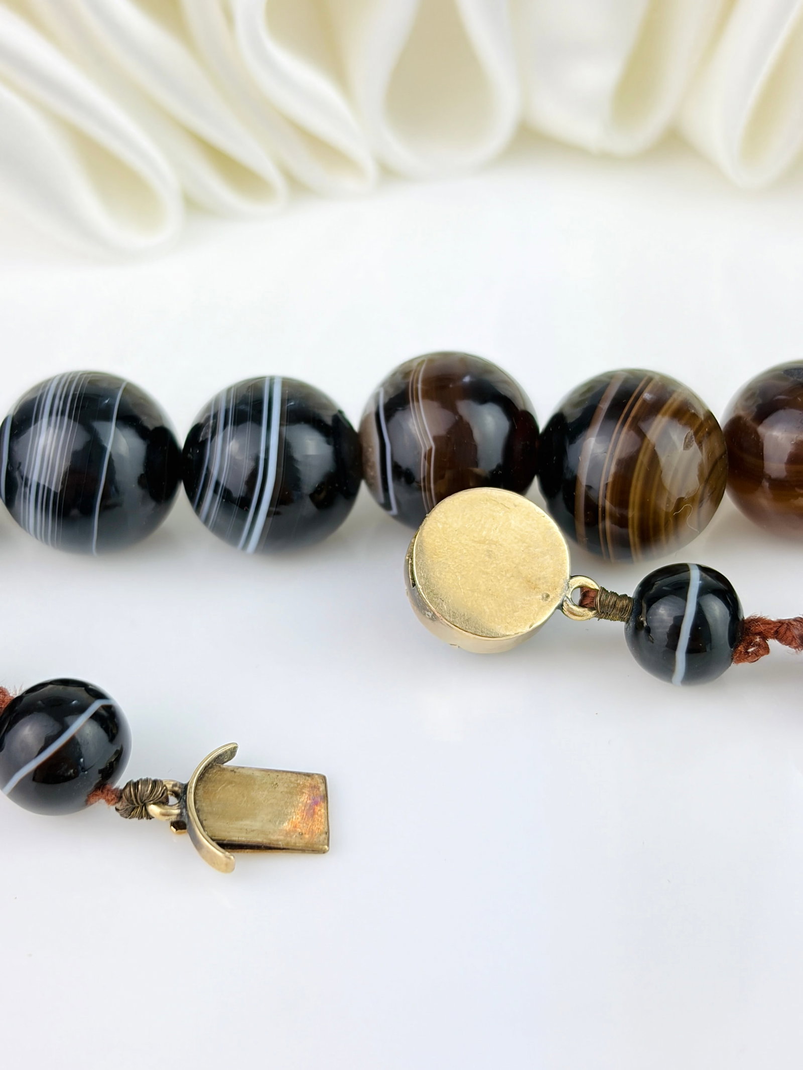 BANDED AGATE BEADED NECKLACE WITH CLASP - 3