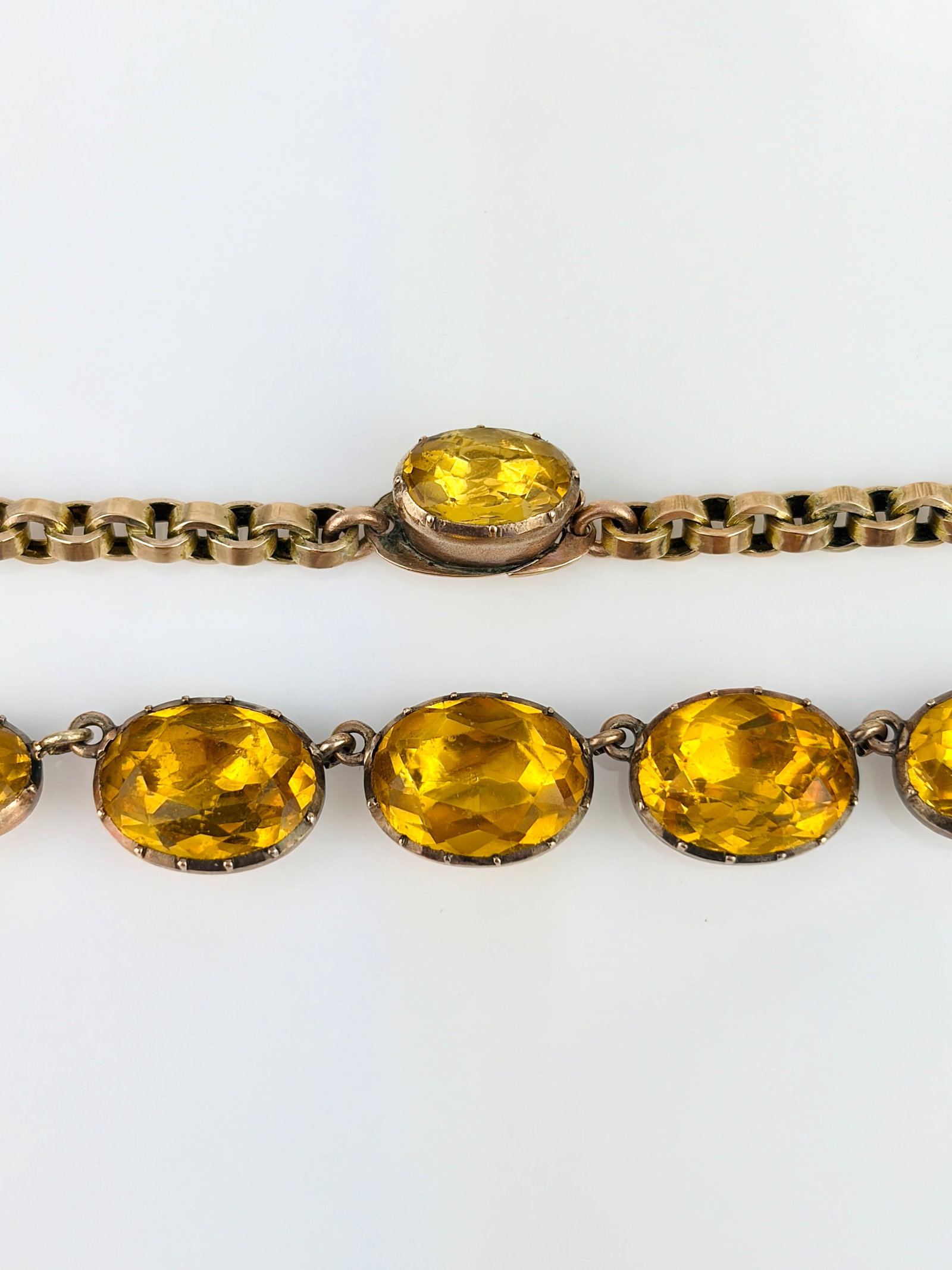 ANTIQUE 9CT GOLD YELLOW PASTE NECKLACE - 3