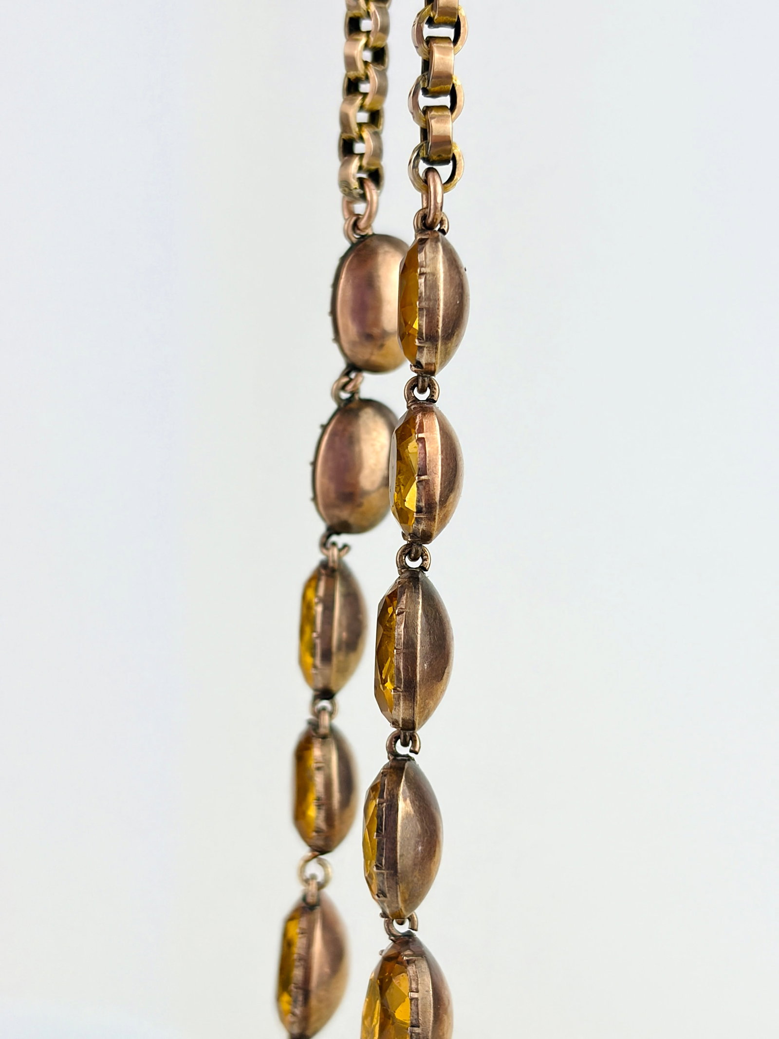 ANTIQUE 9CT GOLD YELLOW PASTE NECKLACE - 4