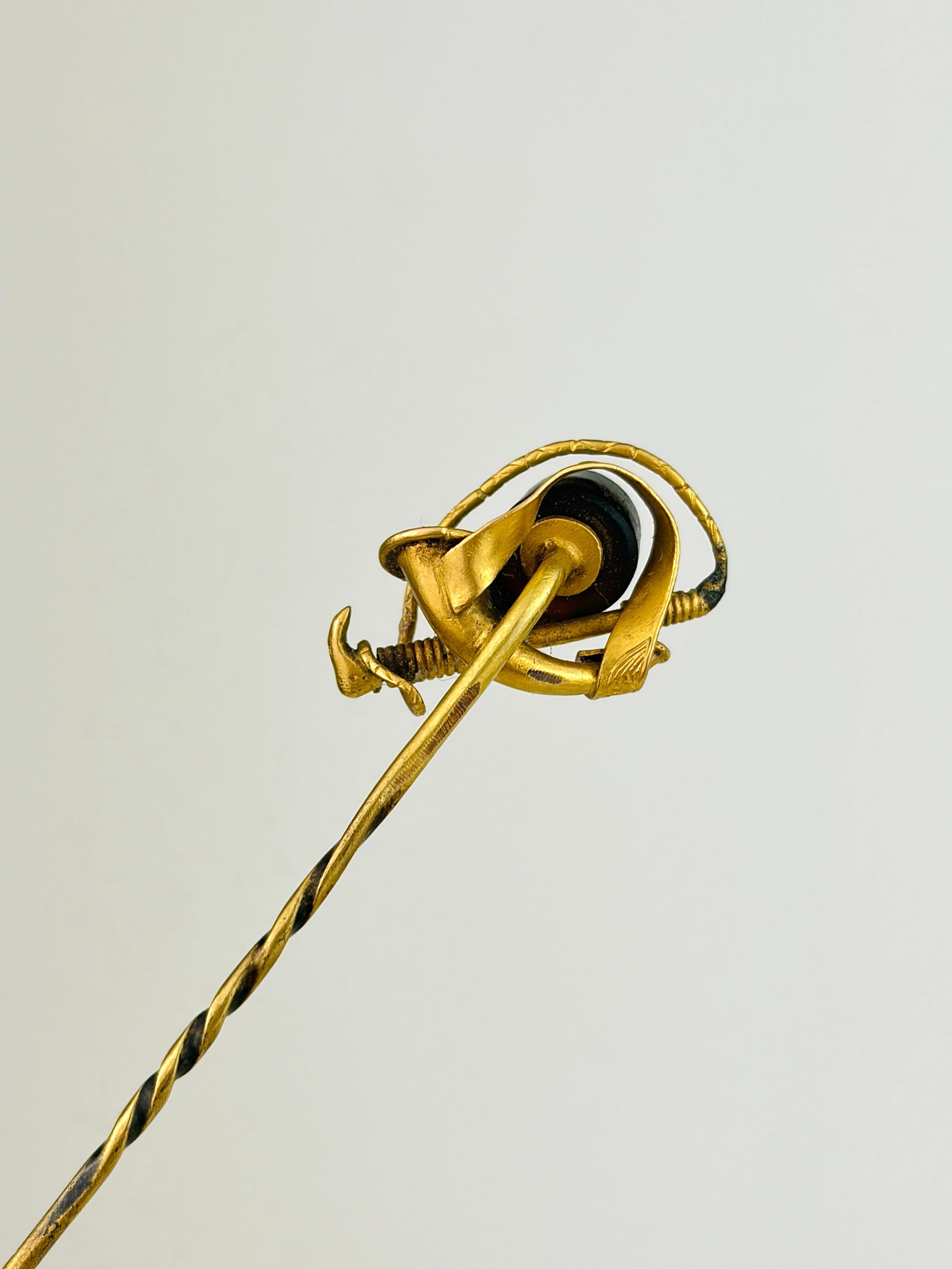 Antique Boxed 18ct Yellow Gold Banded Agate Stick Pin Brooch - 5