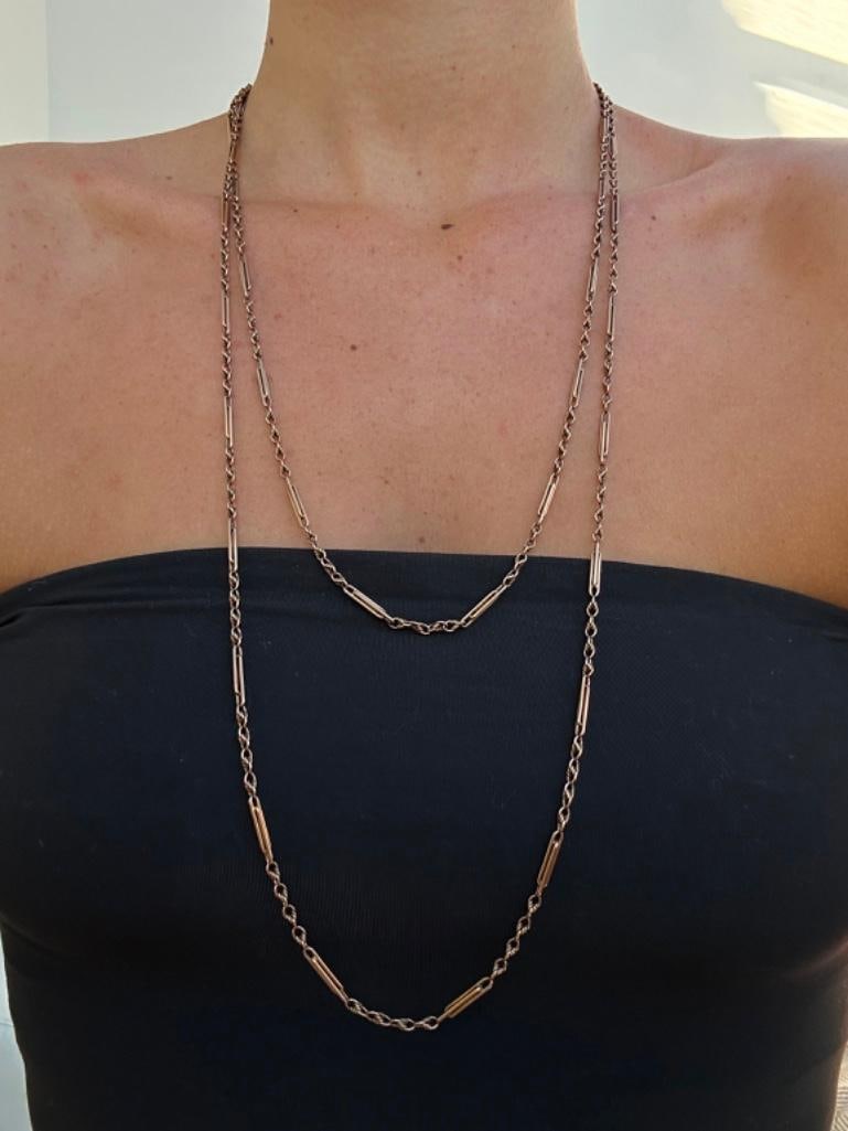 *Heavy Unusual Link 9ct Gold Longguard Chain Necklace with DogClip - 2