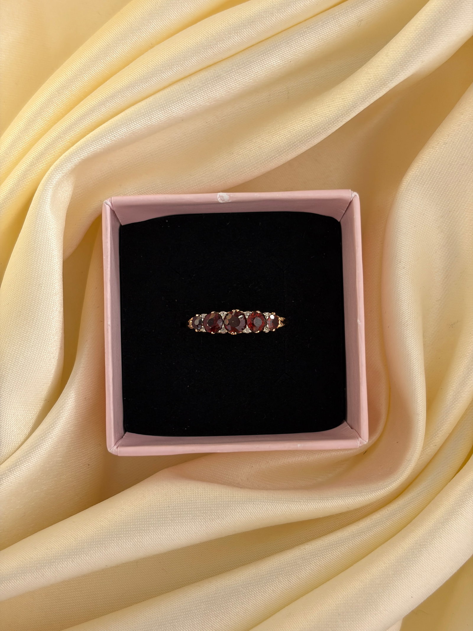 Antique 18ct Gold Tourmaline and Diamond 5 Stone Ring - 7